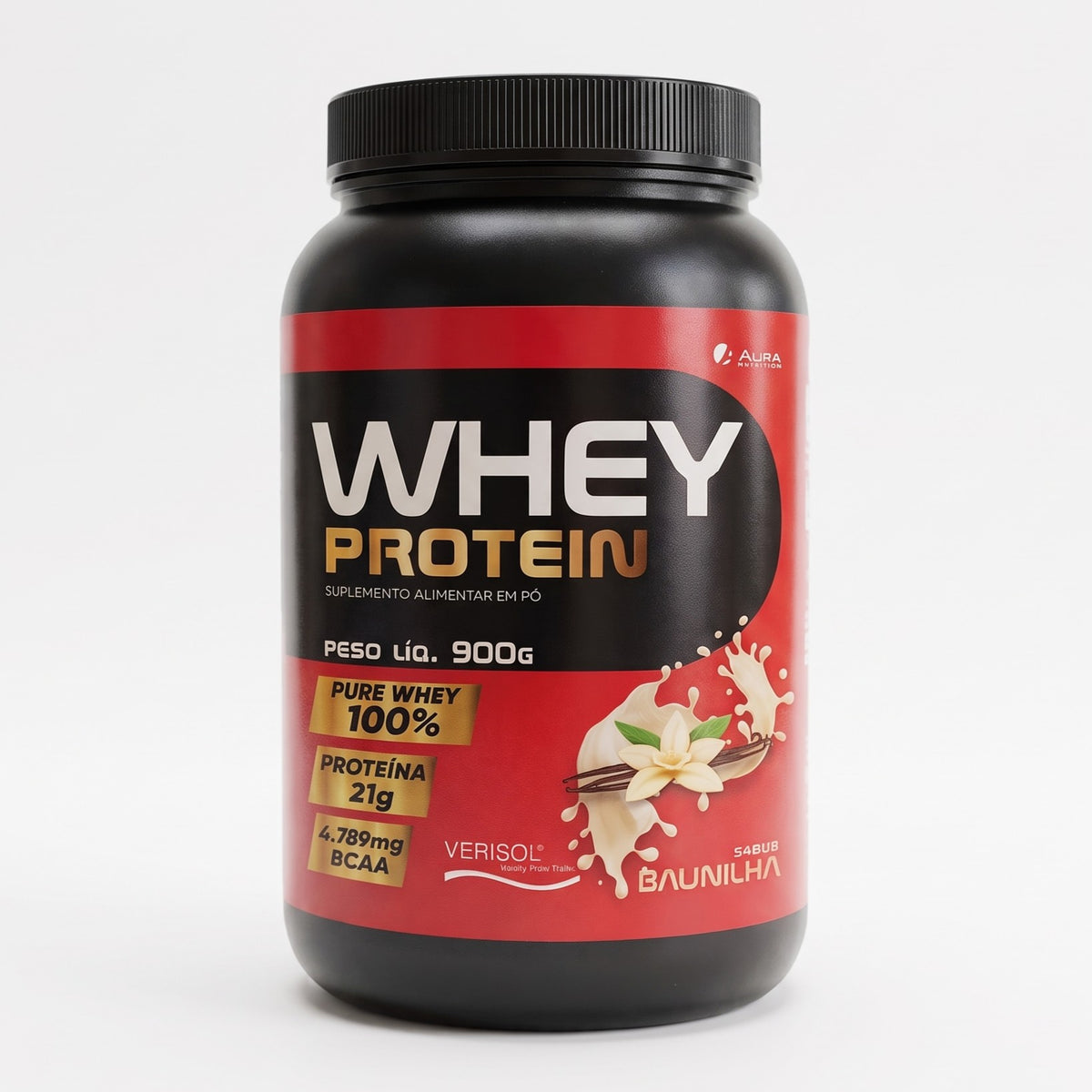 Aura Whey Concentrado 900g - Sabor Baunilha