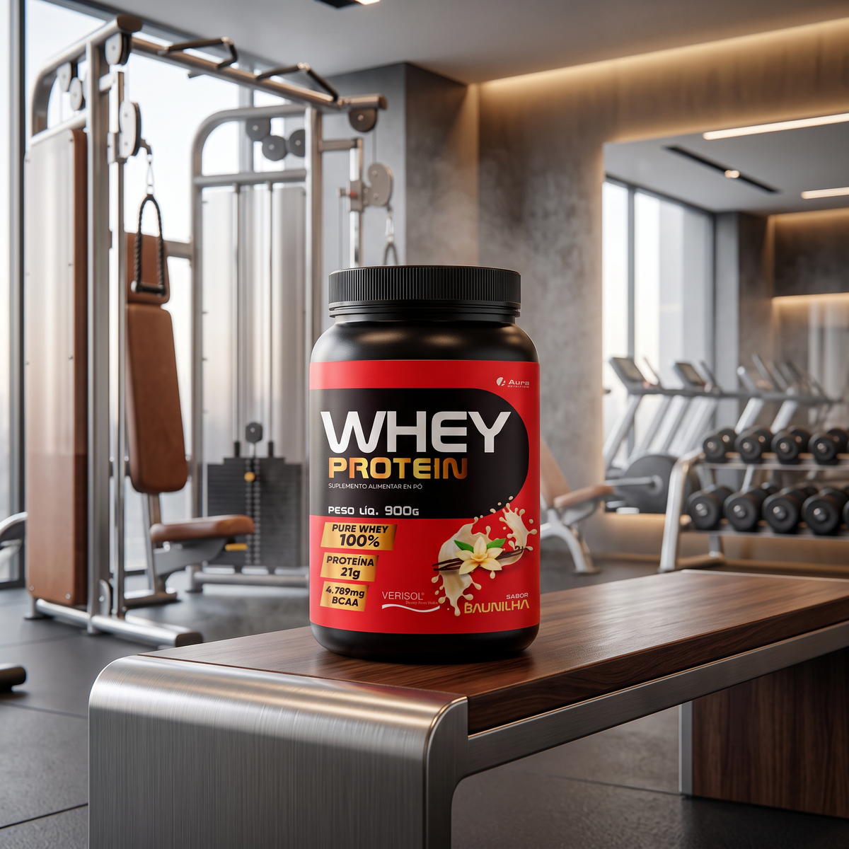 Aura Whey Concentrado 900g - Sabor Baunilha